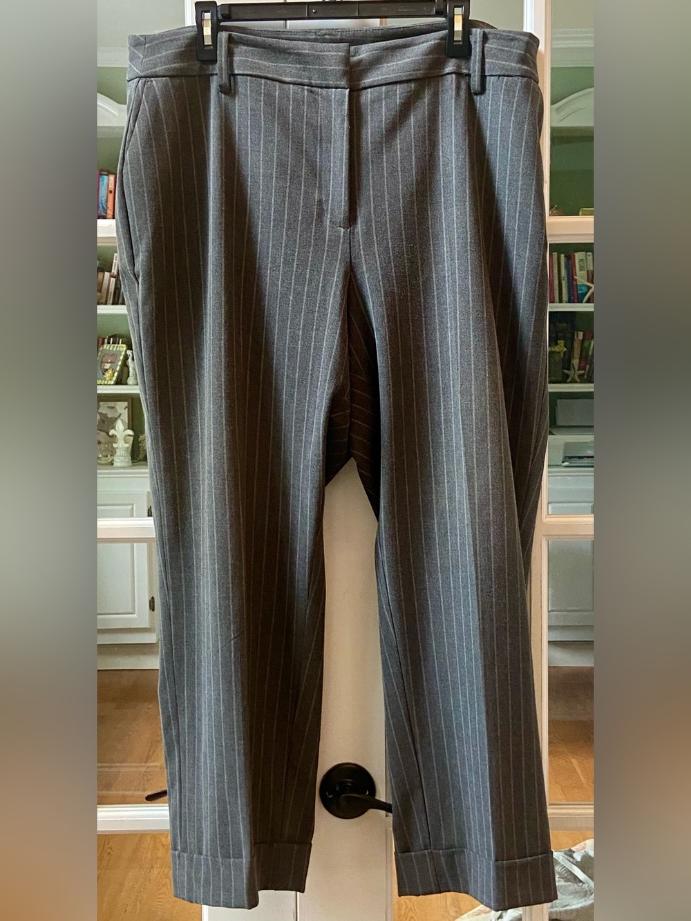 Lane Bryant Gray Cuffed Pinstripe Dress Pants Size 22